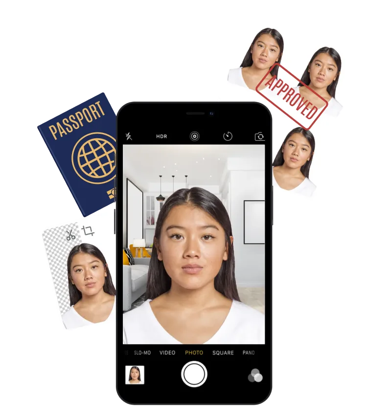 Snap2Pass app demonstration with passport and approved photos