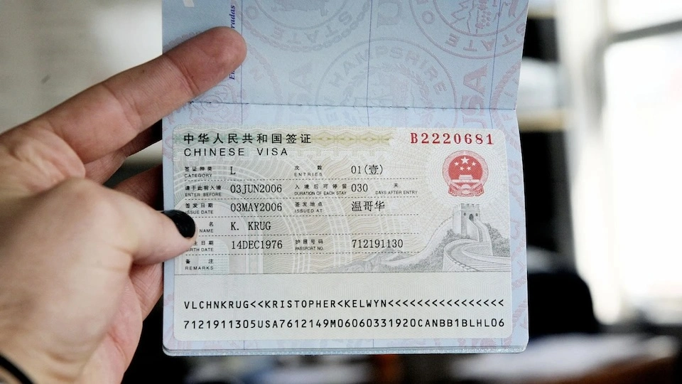 Passport with chinese visa stamp