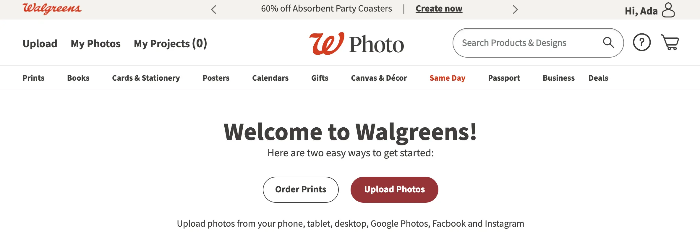 walgreens photo home page