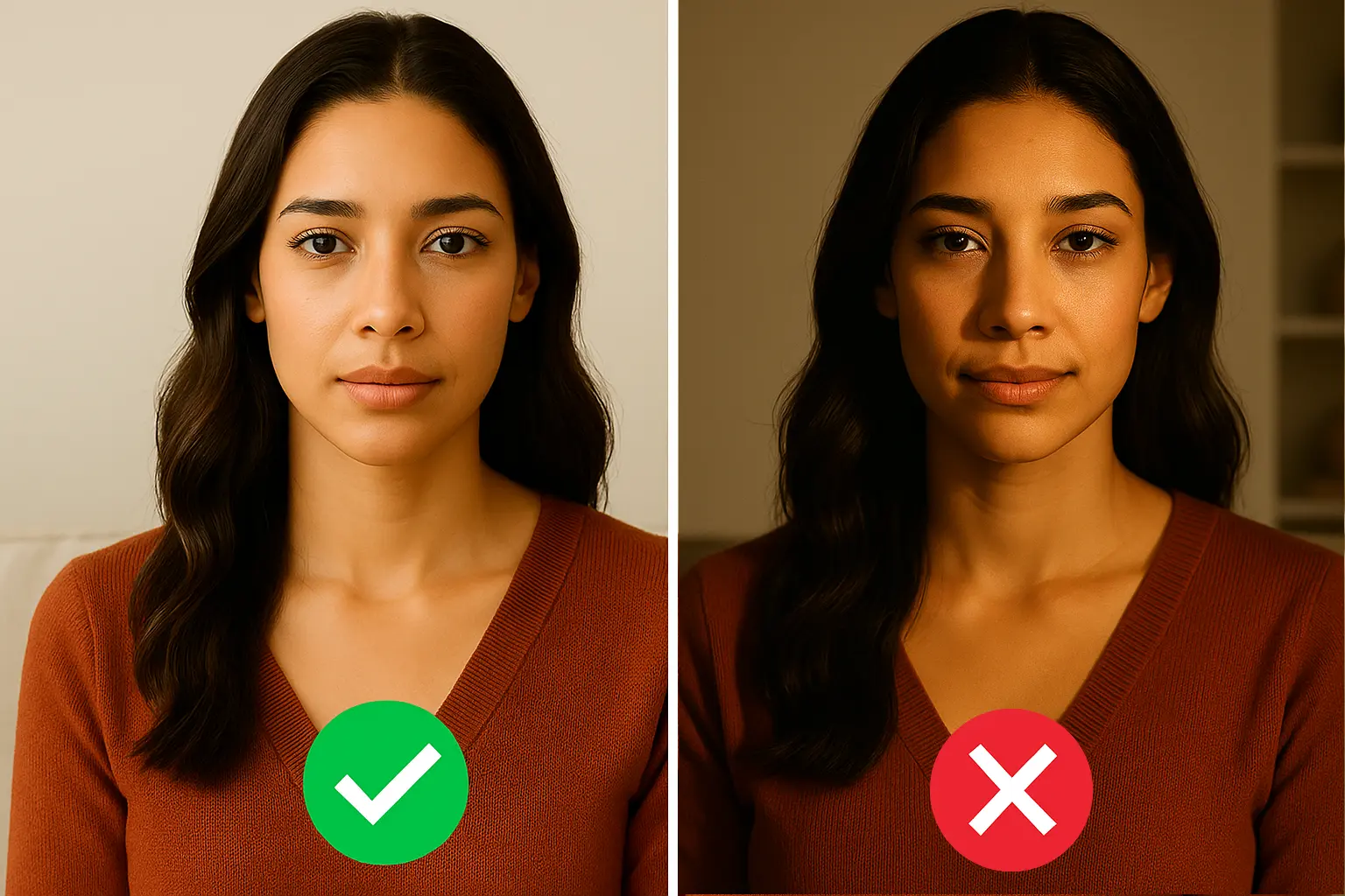 Step 3: Lighting on both sides of the face - instruction for taking the perfect passport photo