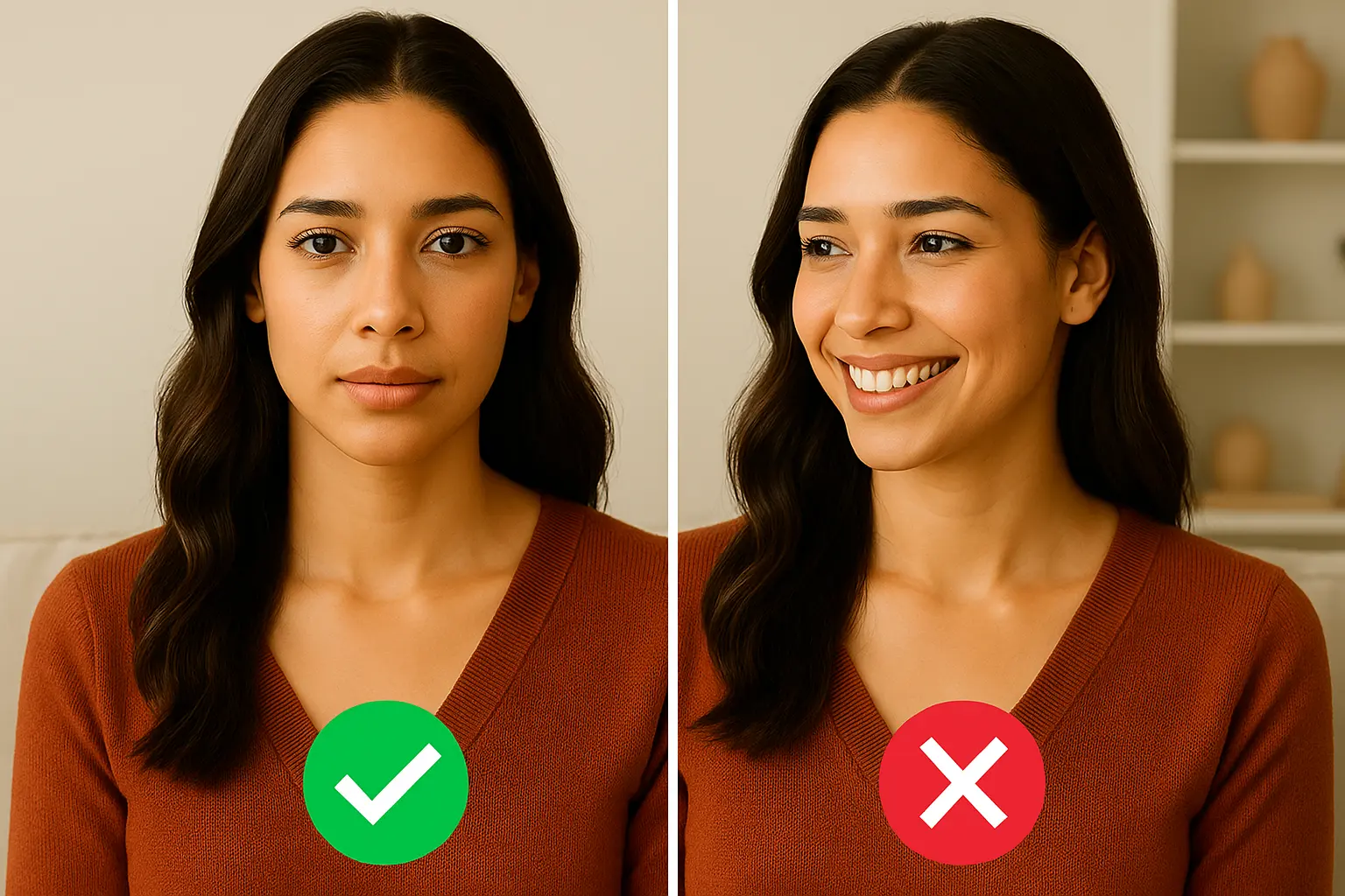 Step 2: Posture: straight ahead - instruction for taking the perfect passport photo